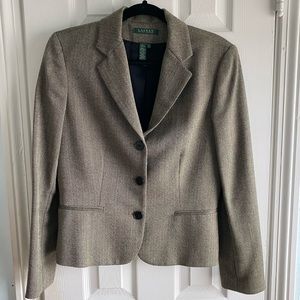 Brown Herringbone Tweed Blazer